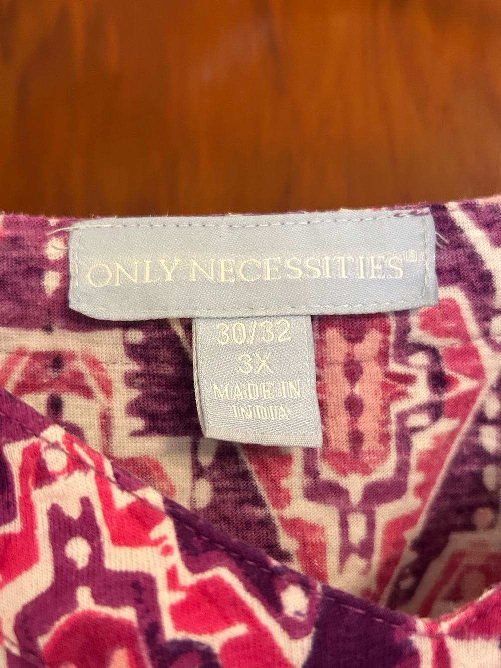 Only Necessities Pink and Purple Patterned Top